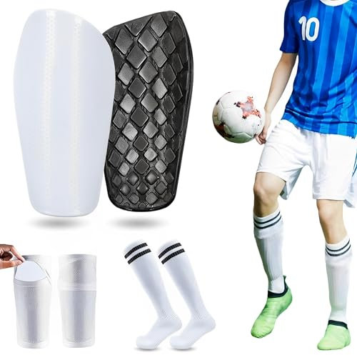 XSQD Fußball Bein Schienbeinschützer, Fußball Socken, Bein Guard Fixed Socks (3-teiliges Set), Mit Rutschfesten Einschubtaschen Schienbeinschoner Socken, Erwachsener Sport Wadenschutz Ausrüstung