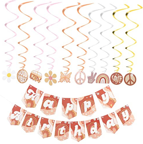 MAGICLULU Stil Banner 1 Set Hippie Geburtstag Decor Kreative Geburtstag Hängen Swirl Decke Fenster Tür Decor