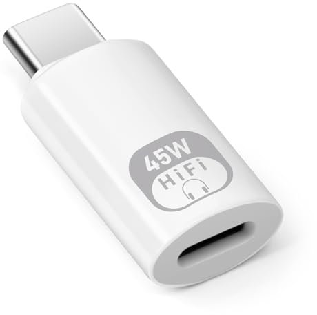 Seminer Adaptador de Audio para Auriculares USB C a Lightning, Conector 3en1 Tipo C Macho a Lightning Hembra con Conversor de Datos y Carga para iPhone Serie 16/15, iPad y Más(Blanco)