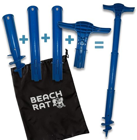 Beach Rat Force Anchor & Aufbewahrungstasche – 1,2 m Jetski-Anker/Bootsanker/Kajakanker für flaches Wasser und Sandbank – Hochfeste Kunststoffstange Bootszubehör – Sandbar-Anker-Kit Koffer (Königsblau