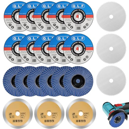 NUTKIT 22 stycken skärskivor 76 mm | skärskiva 76 x 10 mm | vinkelslip | set skärskivor för vinkelslip | skärskiva för metall, stål, järn, aluminium