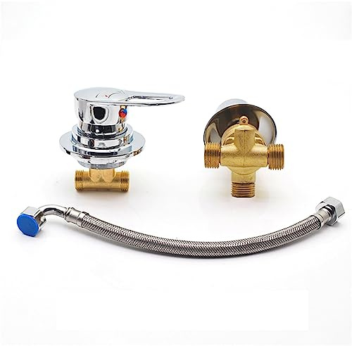 Inverseur Sortie 2/3/4/5 Robinet Mitigeur Salle Douche Deux Parties Cartouche Céramique Eau Froide Et Chaude Cabine Bain Laiton Chromé, 2 Poignées, Avec Tubes Raccordement 30 Cm(2 WAY,Screw thread)