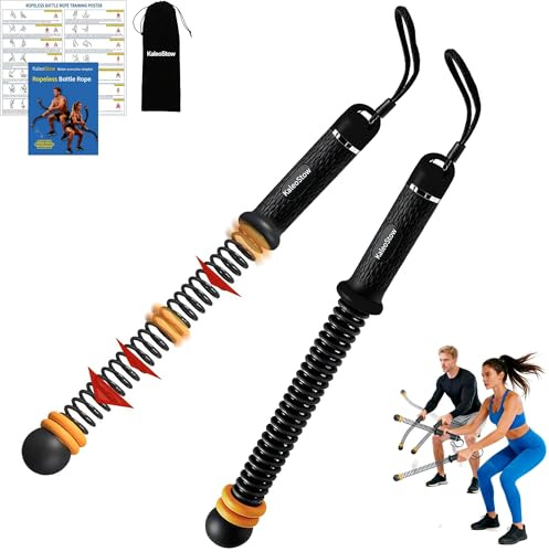 KaleoStow Adjustable Weighted Ropeless Battle Ropes, Portable Arm Exerciser Rope for Home Gym - HIIT, Power sports & High-Intensity Interval Training, Workout Exercise Rope for Men & Women (Black)