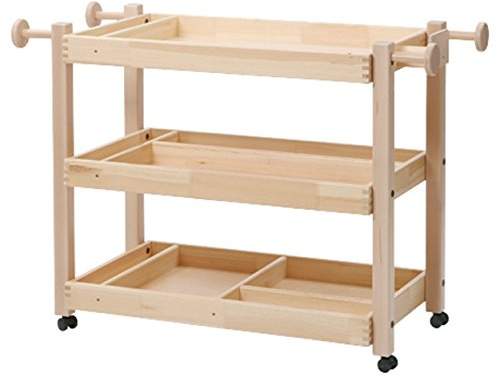 Sport-Tec Gerätewagen Gymnastik aus Holz, Turnhalle, Rollwagen mit 3 Böden, Aufbewahrung für Bälle, Stäbe & Reifen, 50 kg