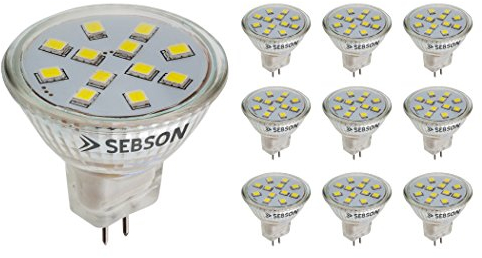 SEBSON® 10 x GU4/MR11 1,6W LED (Equivale a 15W - Blanco cálido - 150lm - 110º Haz de luz - 12V DC)