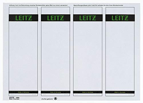 LEITZ® Rückenschild, auf A4-Bogen, selbstklebend, Papier, breit/kurz, 61 x 192 mm, grau (400 Stück), Sie erhalten 1 Packung á 400 Stück