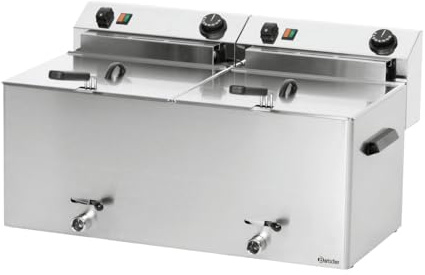 Bartscher Elektrofritteuse PROFI 2 Becken je 10 Liter mit Fettablasshahn Gastronomiebedarf
