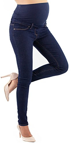 Milano - Jeans Premaman Donna Basic, Super Elasticizzato e Comodo, Pantaloni Skinny, Abbigliamento per Ogni Fase della Gravidanza (Denim, S)