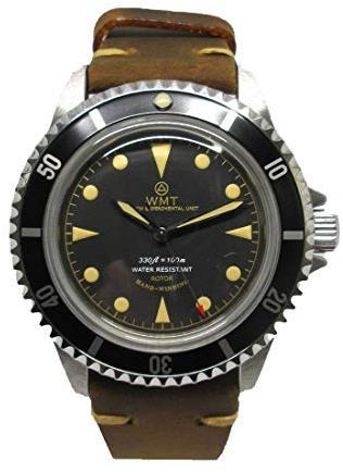 Walter Mitt Royal Marine Taucher Edelstahl 316L Automatik Miyota Schwarz Braun Leder Unisex Uhr
