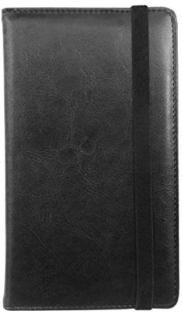 Enyuwlcm PU-Leder Visitenkartenbuch Organizer Tagebuch Namenskarte Buchhalter mit Gummiband für 240 Karten schwarz