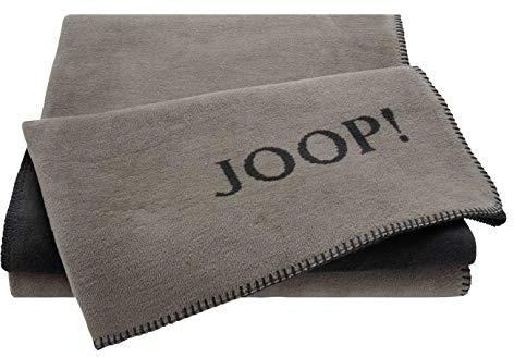 Joop!® Uni-Doubleface, flauschig-weiche Kuscheldecke Taupe-Anthrazit | Wohndecke aus Baumwolle und Polyacryl, Made in Germany, wärmende Sofadecke, Tagesdecke in 150x200 cm, OEKO-TEX Standard 100
