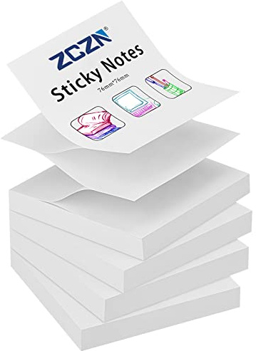ZCZN Z-Notes Haftnotizen Sticky Selbstklebende Haftnotizzettel Klebezettel 4 Blöcke x 100 Blatt, 76 x 76 mm, Weiß