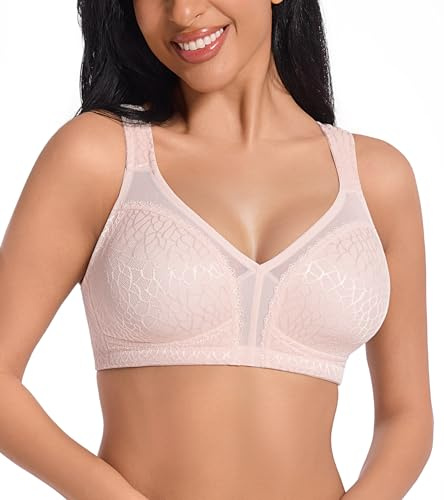 DotVol Damen Komfort Vollschalen Minimizer BH Bügellos Ohne Bügel Große Größen Unterwäsche(85E,Rosa)