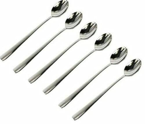 Stainless Steel Long Handle Latte Coffee Tee Desert Spoon Pack of 6