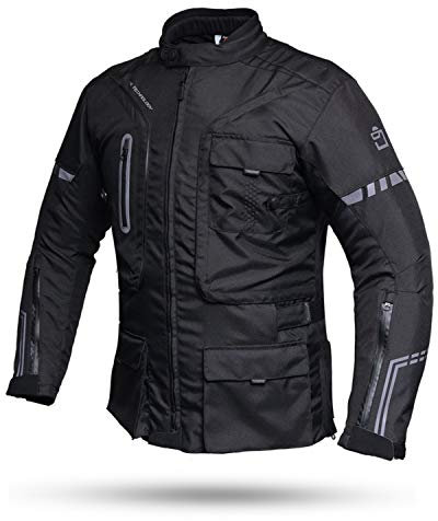 DEGEND ADVENTURE Schwarz | Motorradjacke Herren mit Protektoren - Atmungsaktive Protektorenjacke Wasserdicht und Windfest - Motorrad Zubehör - Motorrad Jacke Herren Schwarz