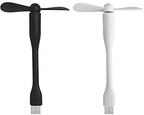 Toulifly USB Lüfter, 2pcs 90mm, Schwarz+weiß, Flexibler Schwanenhals, Geräuscharm, Extrem Effizient, On-The-Go, Ideal für Laptops, Powerbanks, etc.