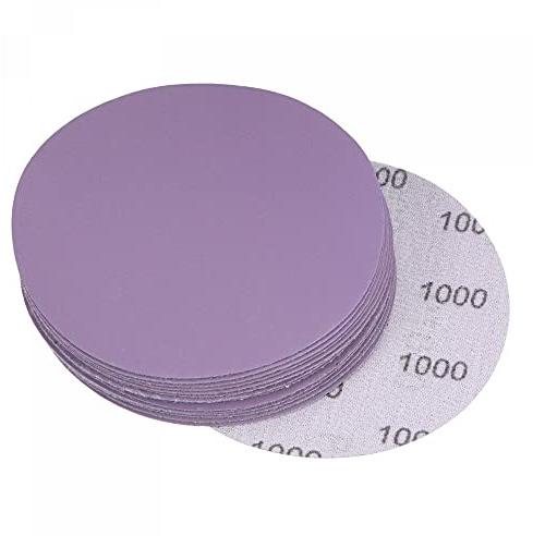 sourcing map 15 discos de lijado morados de 4 pulgadas, grano 1000, gancho y bucle, papel de lija profesional de óxido de aluminio, pulido húmedo y seco para acabado de pintura de madera y metal