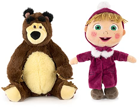 Pack Mascha und der Bär Kuscheltiere - Höhe ca. 28cm - Super Soft Qualität