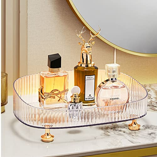 Organizzatore di Profumo di Trucco, Vassoio Cosmetico, Vassoio Comò Decorativo, Vassoio Vanity Bagno per Toiletteria, Prodotti per la Cura della Pelle (Chiaro)