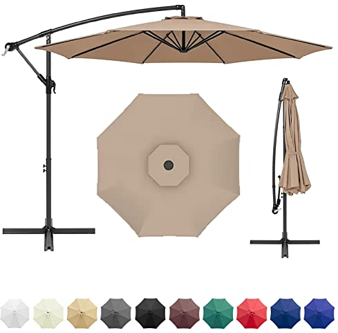 Bueuwe Sonnenschirm Ersatzbezug 3m 8 Streben, Sonnenschirm Bespannung Ersatzbespannung, Garten Balkon Sonnenschirm Ersatzteile für Marktschirm und Ampelschirm, UV-Schutz,Grau