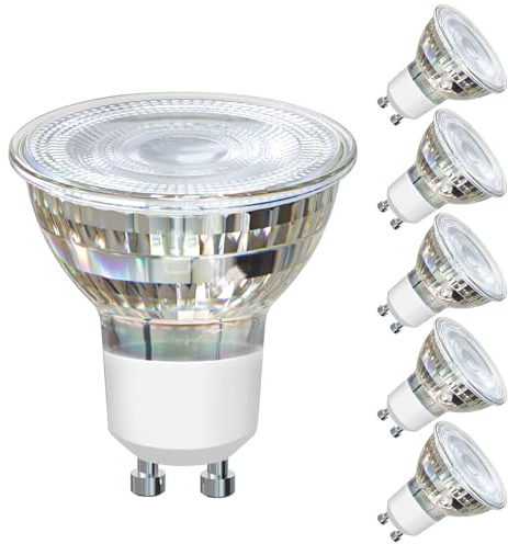 EXTRASTAR Ampoules LED GU10, 5W équivalent ampoule traditionnelle 60W, 425 Lumens Blanc Chaud 6500K, Ampoules Spot LED GU10 en Verre, 38° Angle de faisceau, Lot de 6