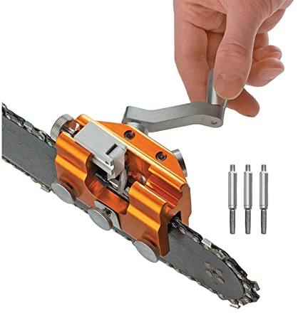 Kettensägen Schärfgerät, Tragbares Kettensäge Schärfset mit 3 Bits, Handkettensäge Schärfgerät für alle Arten von Kettensägen