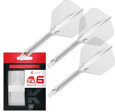 Target Darts K Flex Integrated Dart Flights And Shafts, No.6 Clear (Medium) | Pack Of 3 K-Flex - No6, Kflex All In One Moulded Dart Flight & Stem | Professional Dart Accessories