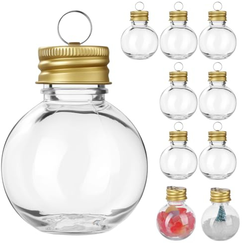 10Stücke Weihnachtsflaschen Wiederverwendbar Saftflaschen zum Befüllen Transparente Weihnachtskugeln Bonbonglas mit Deckel Weihnachtsbaum Kugeln Leere Milchflaschen Flaschen Plastikflaschen(50ml）