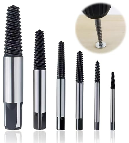 6 Stück Schraubenausdreher Set Profi, Linksausdreher Set Screw Extractor Kit für Beschädigte Schrauben Rohre M3-M25 Lösen und Entfernen von Festsitzenden oder Abgebrochenen Schrauben