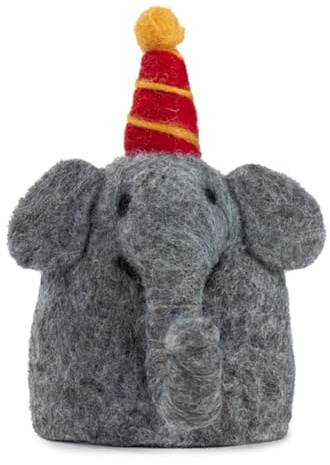 ETC Baden Import dekorativer witziger Eierwärmer Grauer Elefant mit lustiger Zirkusmütze (1)