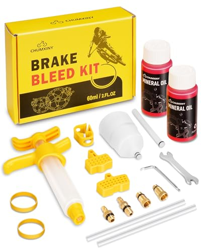 CHUMXINY Kit Spurgo Freni per Tektro-TRP Freni a Disco Idraulici di Serie, include 120 ml di liquido minerale per freni, imbuto trasparente e connettore in metallo.