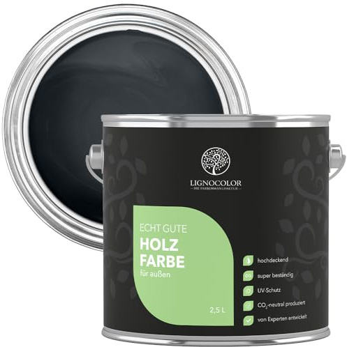 Lignocolor Holzfarbe Außen glänzend | wetterfeste Farbe für den Außenbereich (Anthrazit Grau glänzend, 750ml) | hochdeckend & hochbeständig