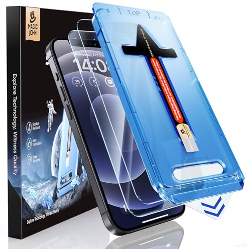 MAGIC JOHN 9H+ HD Schutzfolie für iPhone 12/iPhone 12 Pro, 2er Set | Staub- & blasenfreie Montage, fingerabdruckabweisend, 9H+ Hartglas, kratz- & stoßfest, hüllenkompatibel, abgerundete Kanten