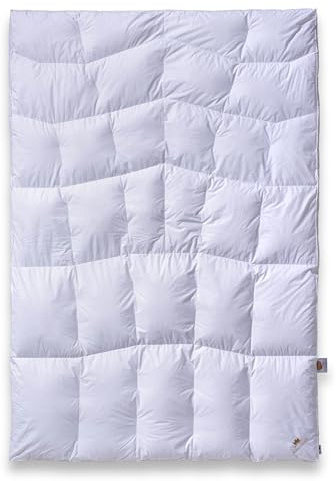 SCHLAFKÖNIG Daunendecke 155 x 220 100% Neue Daunen. Winter Bettdecke extra warm mit BodyComfort-S Körperzonen für erholsamen Schlaf, Made in Germany