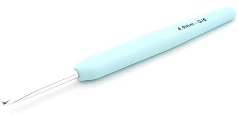 KnitPro Waves Crochet Hooks – 4mm Crochet Hook, Ergonomic Soft Handles, Soft Rubber Grip for Arthritic Hands, Light & Comfortable Crochet Needles for Knitting, Baby Blue