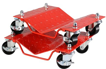 2er-Pack Rollwagen, robuste 4-Reifen-Rollwagen-Autopflöcke, 6000 Pfund Auto-Transportwagen, Rollwagen-Autoreifenpflöcke-Set, Autoreifen-Rollwagen zum Transportieren von Autos, LKWs, Anhängern, Motor