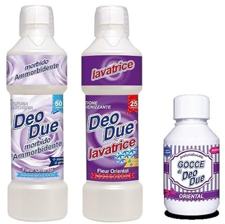 Set Deo Due Detersivo Lavatrice + Ammorbidente + Gocce Bucato Profuma Biancheria, Fragranza Oriental, Tris Ultra Profumato