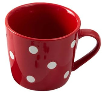 Jarsense Tasse à café en céramique avec poignée - Jolie tasse à cappuccino - 200 ml - Motif à pois - Pour petit déjeuner - Tasse à thé créative - Tasse à lait (rouge)