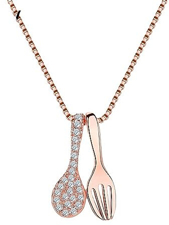 DACKLOONG Personalized Titanium Steel Necklace with Spoon and Fork Pendants, Simple Chic Design for Foodies and Chefs