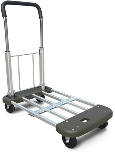 HSHTTKL Aluminium-Plattformwagen, längenverstellbar, zusammenklappbarer Schubwagen, mobiler Wagen zum Beladen und Lagern, Flachbettwagen