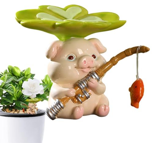 Statua da pesca - Statuette di animali | Decorazione in miniatura per giardino, pescatore, piccole figure da pesca per stagno, fioriera statua decorativa per cortile, patio, giardino, prato, portico,