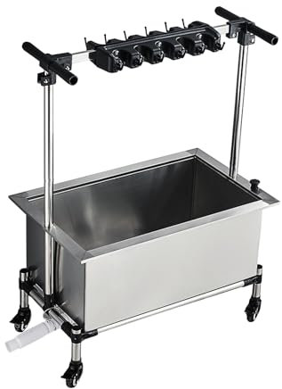 Janitorial Cart,Mobile Mop Sink, Stainless Steel Utility Sink With Wheels, Utility Mop Bucket, Janitorial Cart Housekeeping Cart Cleaning Cart On Wheels (10 Slots And 12 Hooks)
