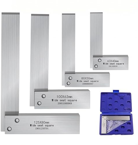 90 Degree Right rechtwinkliges Ingenieur Set (63×40mm), Präzisionsgeschliffener gehärteter Stahl Handmesswerkzeug für Ingenieur Schreiner, Maschinist Quadrat Ingenieure Winkel Versuch（1PCS）
