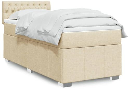 qohoio Boxspringbett mit Matratze Betten Mit Matratze Schlafzimmer Bett Boxspringbett Mit Matratze Creme 90x200 cm Stoff - 3289263