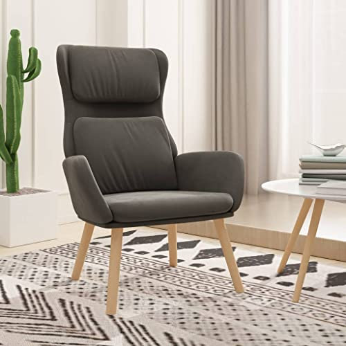 Myheimly Relaxsessel, Sessel mit Armlehne, Fernsehsessel für Wohnzimmer, Polstersessel Lesesessel Relaxstuhl mit Metallrahmen, Samt Relaxsessel Dunkelgrau,Ohne Fußablage