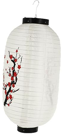 Happyyami Farol Japonés de Ciruela Colgante 20 Cm Resistente al Agua de Tela Roja Plegable para Decoración de Tienda de Sushi, Festivo Interior y Exterior, Paquete Individual
