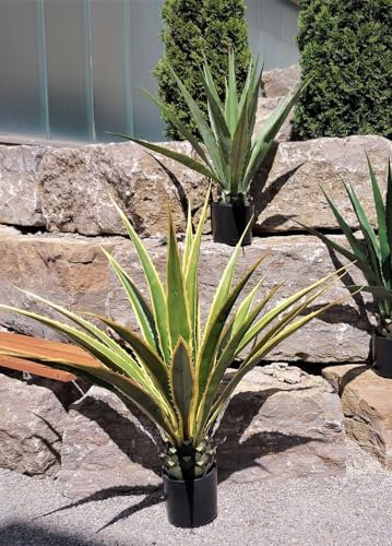 artplants.de Künstliche Agave furcraea gigantea Cherie, grün-grau, 120cm - Kunst Agave