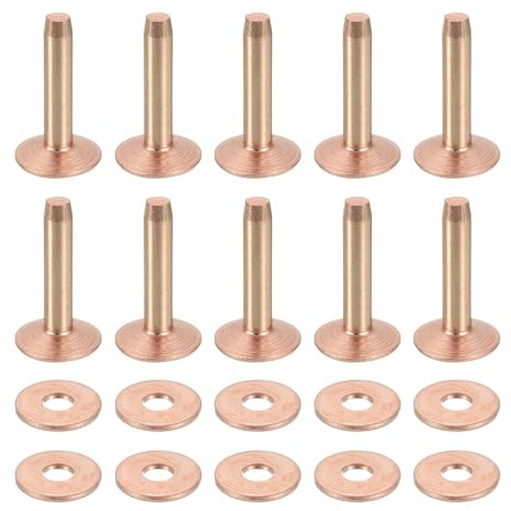QUARKZMAN 25 Juegos De Remaches Y Arandelas De Cobre 12x4x19mm Tono Cobre | Remaches De Cobre Sólidos, Para Suministros De Manualidades En Cuero DIY