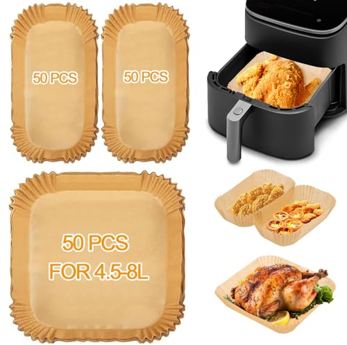 Papier Cuisson Air Fryer, 150 Pièces Papier Sulfurisé pour Air Fryer, 19-23 cm Papier Parchemin Bafiwu