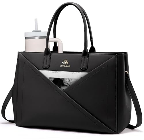LOVEVOOK Laptoptasche Damen 15,6 Zoll, Handtasche Shopper Tasche Groß, Ledertasche Schultertasche Aktentasche Arbeitstasche Handbags Women Tote Bag für Uni Schule Büro Business
